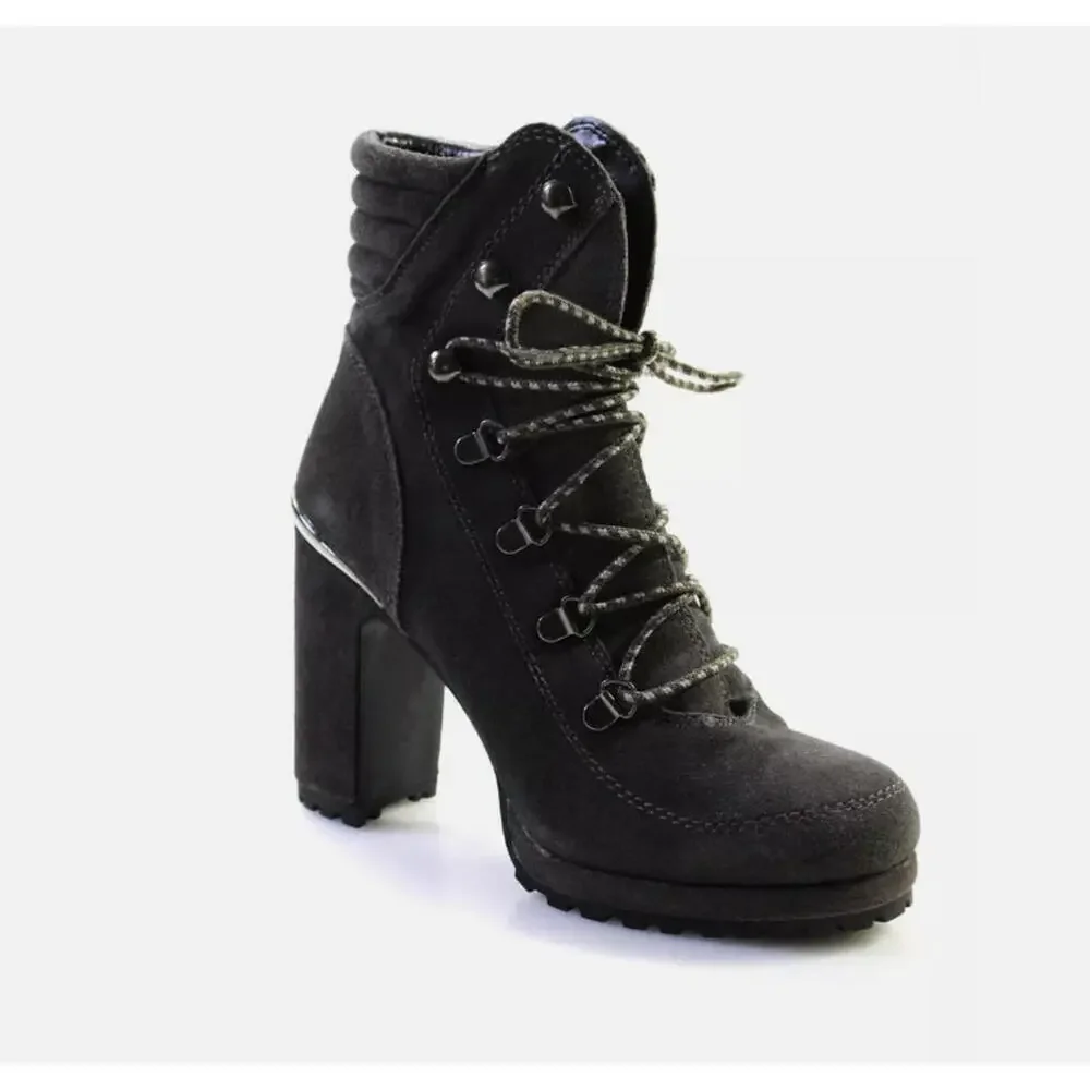 DKNY White Lenni Lace Up Leather Boots Women's 6M New - Picture 1 of 3
